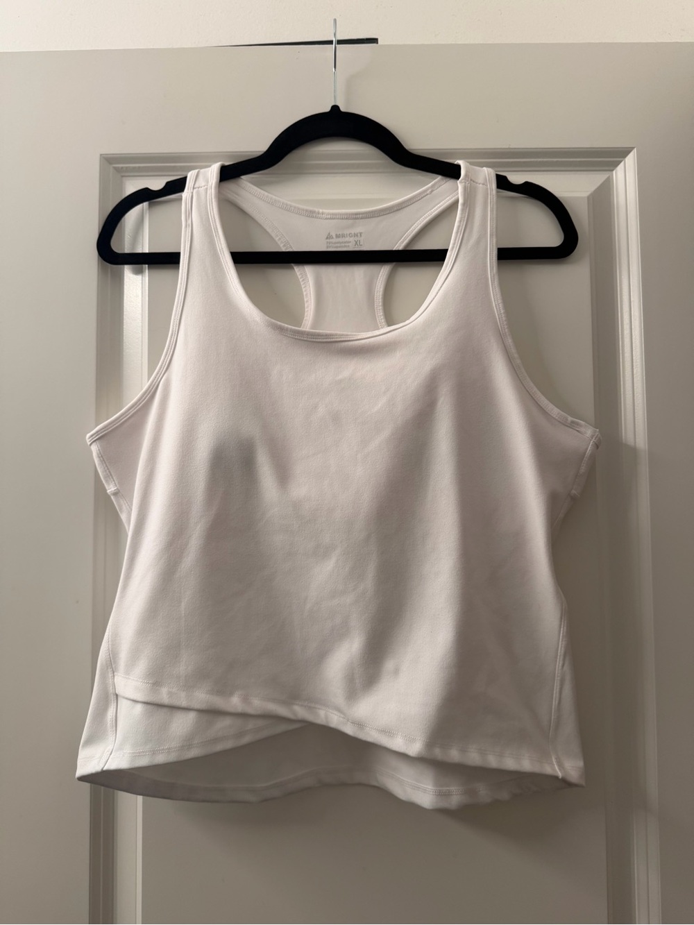 Women’s White Racerback Layered Tank with Built-In Shelf Bra